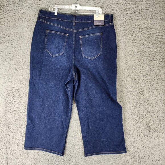 Boden Jeans Womens 22 Dark Wash Stretch High Rise Wide Leg Crop *NWT* - Picture 10 of 16